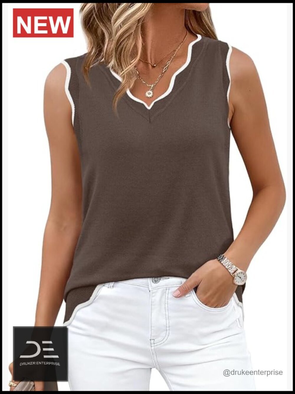 Womens Sleeveless Tank Top V Neck Summer Business Casual Outfits Lightweight